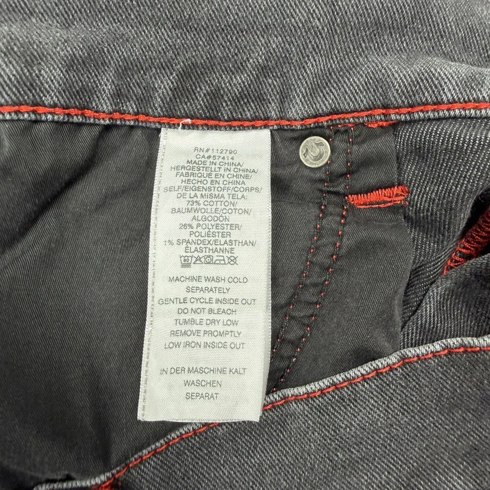 True Religion Jeans Men's 38 Black Ricky Relaxed Straight Distressed 38x33